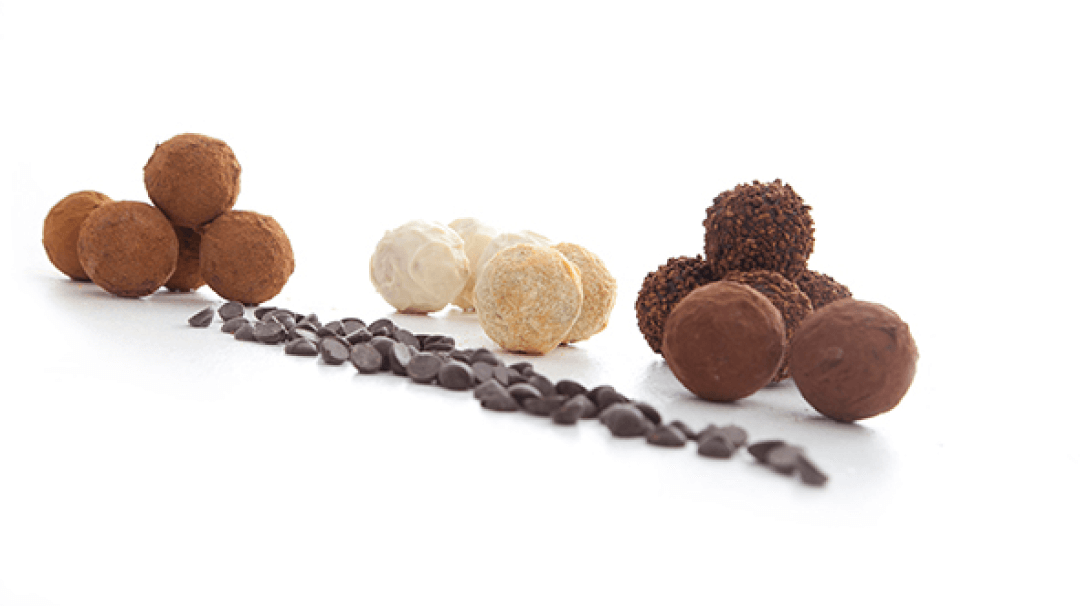 Decoratieve afbeelding met chocobollen