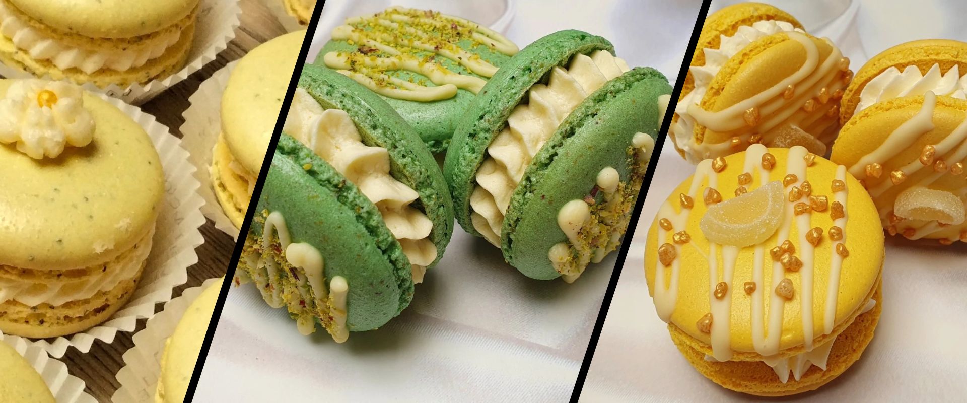 Drie soorten macarons van Le Bourget